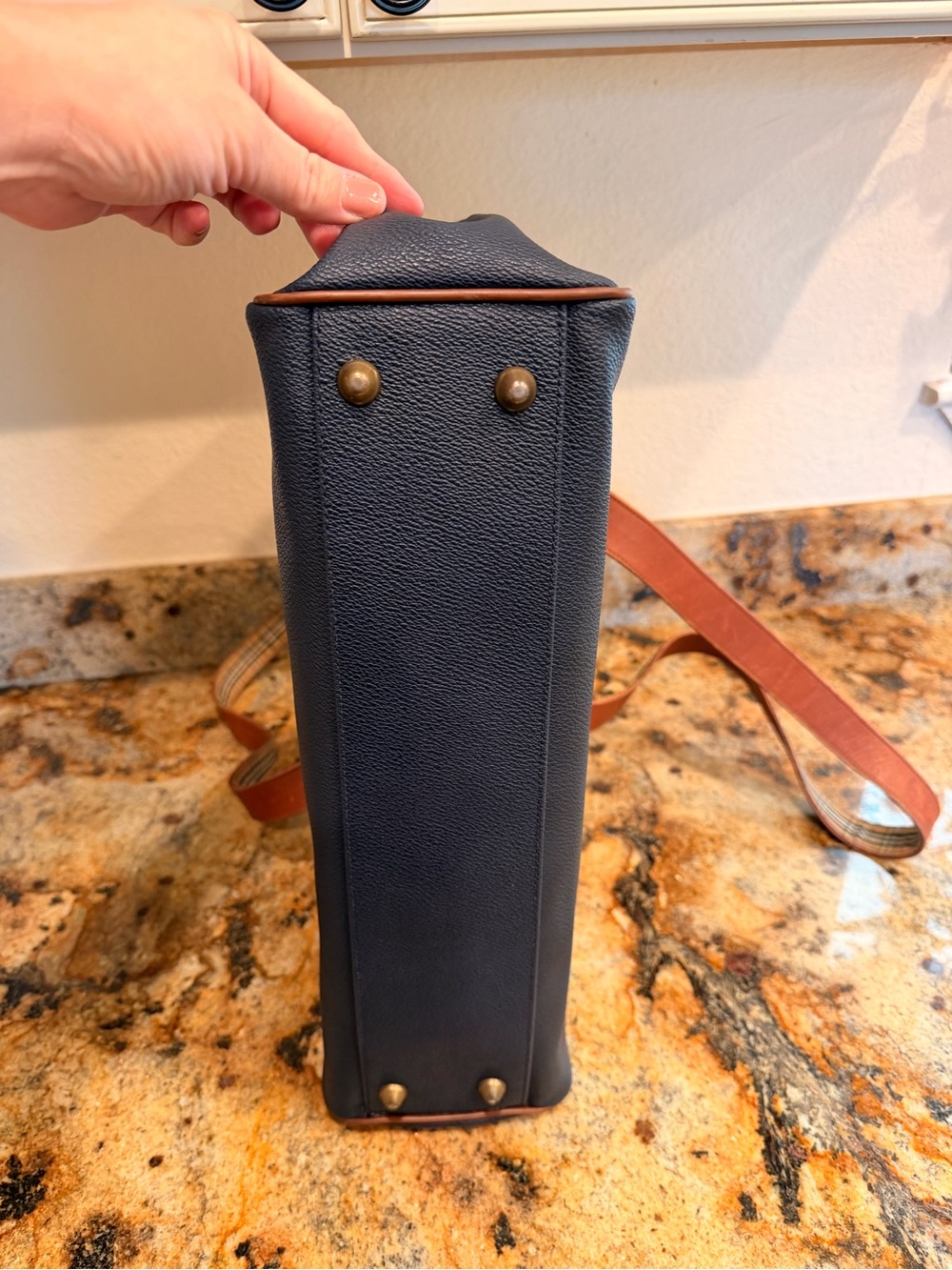 Burberry Blue Tote with leather Trim - Picture 4 of 7